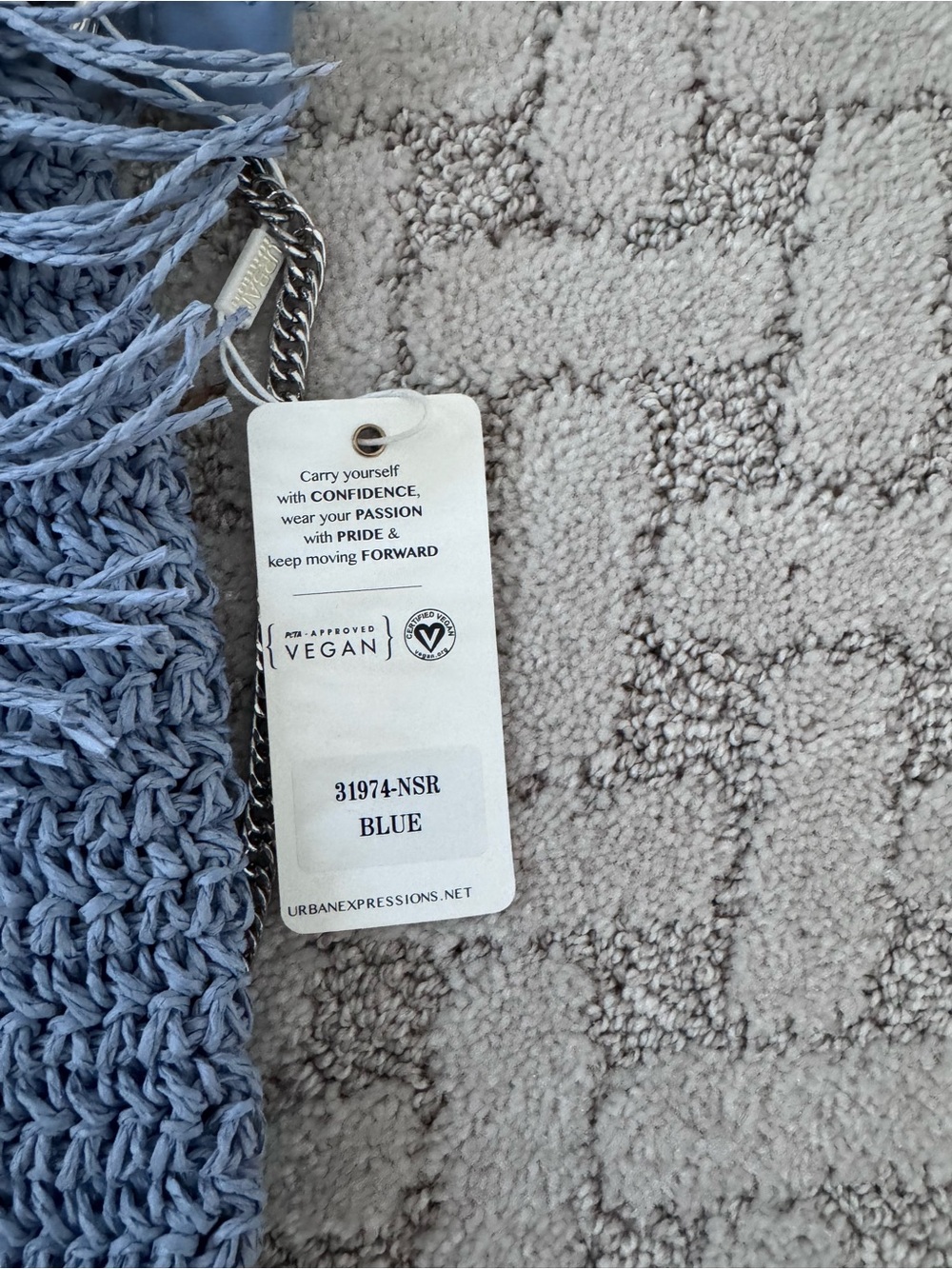 Woven Fringe Crossbody Clutch - Dusty Blue - Picture 2 of 3